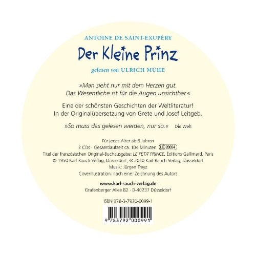 Buchcover und Innenansicht für das Buch: Le Petit Prince