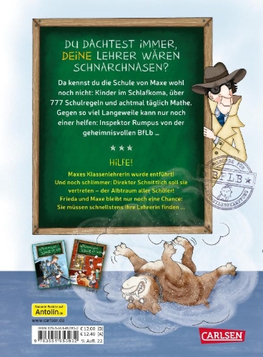 Buchcover und Innenansicht für das Buch: Die unlangweiligste Schule der Welt 3: Die entführte Lehrerin