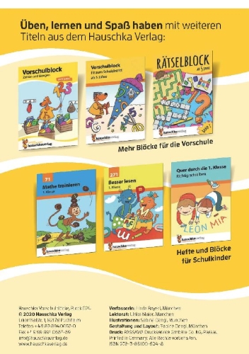 Buchcover und Innenansicht für das Buch: Vorschulblock - Logisches Denken, rätseln und knobeln ab 5 Jahre