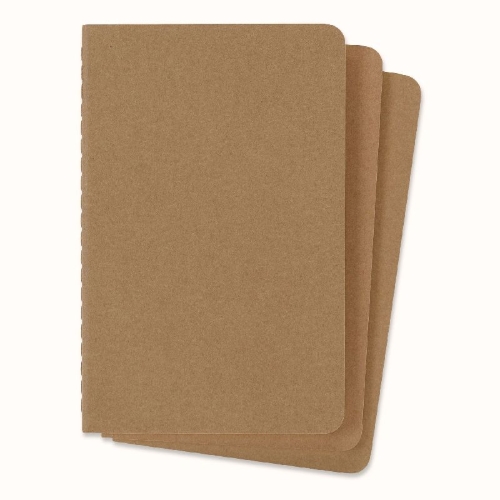 Buchcover und Innenansicht für das Buch: Moleskine Cahier pocket blanko packpapierbraun DIN A6. 3er Pack