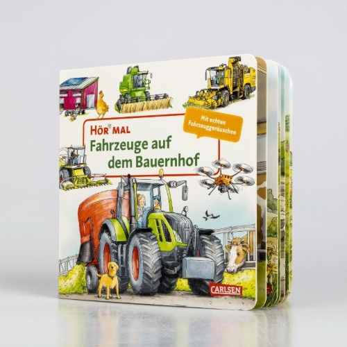 Buchcover und Innenansicht für das Buch: Hör mal (Soundbuch): Fahrzeuge auf dem Bauernhof