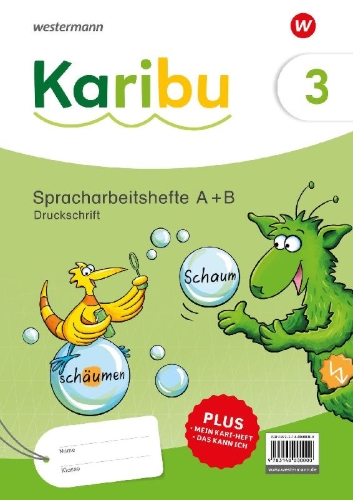 Buchcover und Innenansicht für das Buch: Karibu. Spracharbeitshefte 3 DS (Heft A + B) Verbrauch. Druckschrift