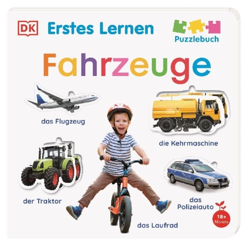 Buchcover und Innenansicht für das Buch: Erstes Lernen Puzzlebuch. Fahrzeuge