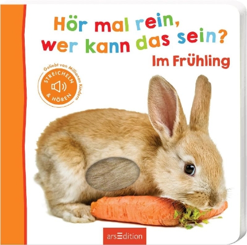 Buchcover und Innenansicht für das Buch: Hör mal rein, wer kann das sein? - Im Frühling
