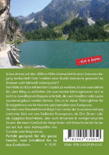 Buchcover und Innenansicht für das Buch: Wander- und Hüttenurlaub. Trekking für ALLE in Bayern, Österreich und Südtirol