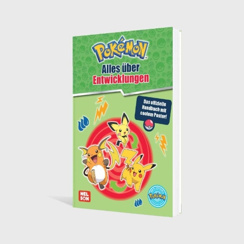 Buchcover und Innenansicht für das Buch: Pokémon Handbuch: Alles über Entwicklungen