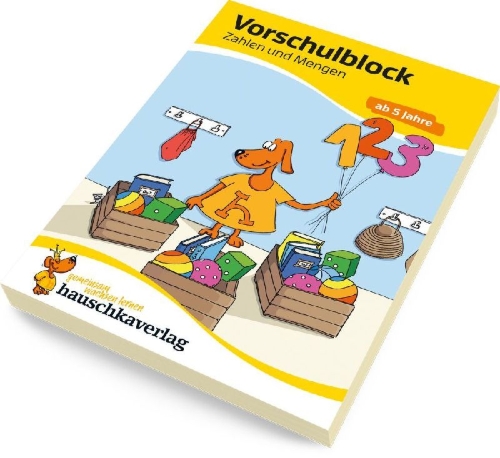 Buchcover und Innenansicht für das Buch: Vorschulblock - Zahlen und Mengen ab 5 Jahre, A5-Block