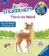 Buchcover und Innenansicht für das Buch: Wieso? Weshalb? Warum? junior Stickerheft - Tiere im Wald