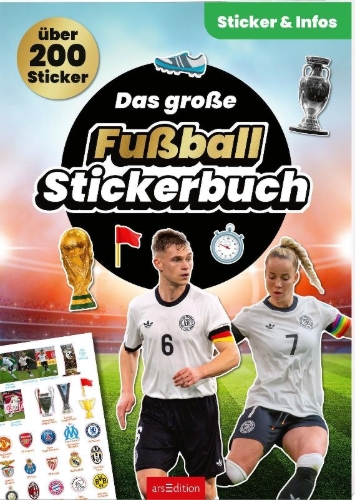 Buchcover und Innenansicht für das Buch: Das große Fußball-Stickerbuch
