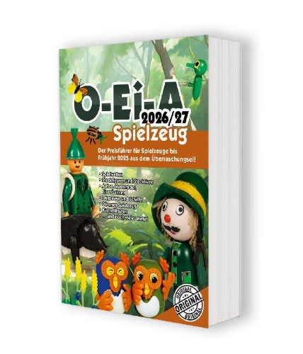 Buchcover und Innenansicht für das Buch: O-Ei-A Spielzeug 2026/27 - Der Preisführer für Spielzeug aus dem Überraschungsei!