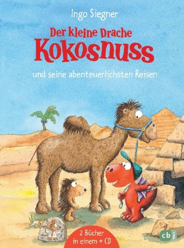 Buchcover und Innenansicht für das Buch: Der kleine Drache Kokosnuss und seine abenteuerlichsten Reisen