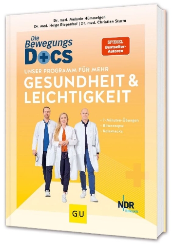 Buchcover und Innenansicht für das Buch: Die Bewegungs-Docs - Unser Programm für mehr Gesundheit und Leichtigkeit