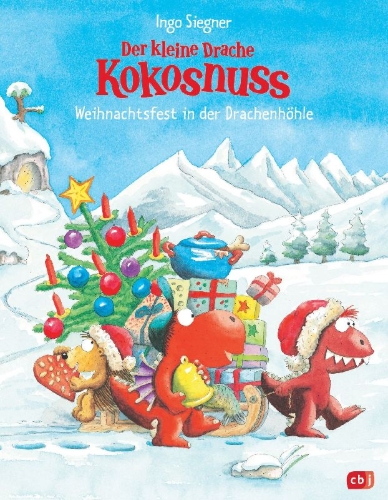 Buchcover und Innenansicht für das Buch: Der kleine Drache Kokosnuss - Weihnachtsfest in der Drachenhöhle