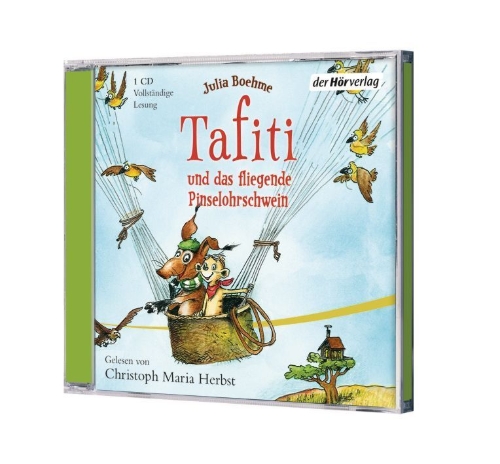 Buchcover und Innenansicht für das Buch: Tafiti und das fliegende Pinselohrschwein