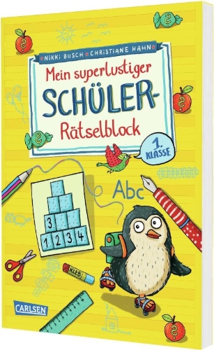 Buchcover und Innenansicht für das Buch: Mein superlustiger Schüler-Rätselblock