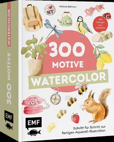 Buchcover und Innenansicht für das Buch: 300 Motive - Watercolor