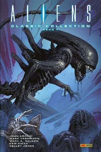 Buchcover und Innenansicht für das Buch: Aliens (1988) 1-6, Aliens (1989) 1-4, Aliens: Earth War 1-4, Aliens: Genocide 1-4, Aliens: Hive 1-4, Aliens: Tribes, Aliens: Newt's Tale 1-2, Alien³ 1-3, Aliens: Space Marines 1-12, Dark Horse Presents (1986) 24, 42-43, 56; u.a.