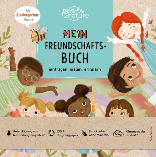 Buchcover und Innenansicht für das Buch: Mein Freundschaftsbuch. Eintragen, Malen, Erinnern - Für Kinder ab 3 Jahren