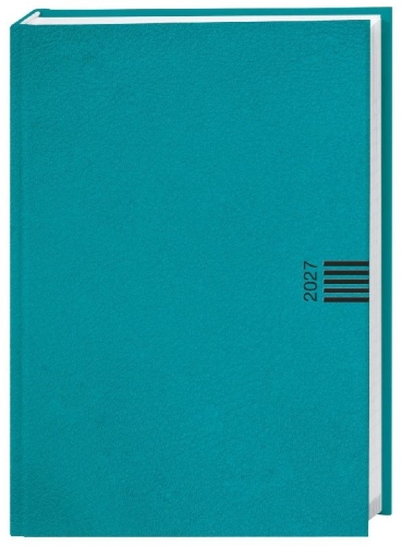 Buchcover und Innenansicht für das Buch: Tages-Cheftimer A6, petrol 2027