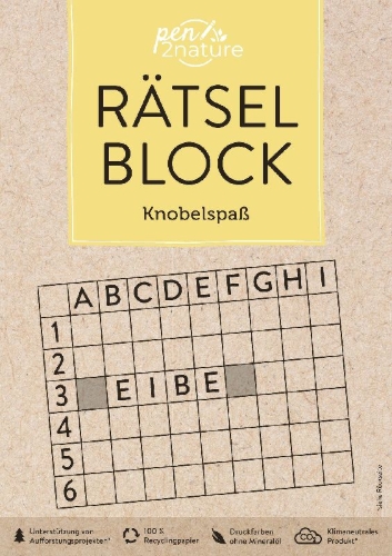 Buchcover und Innenansicht für das Buch: Rätselblock Knobelspaß. Block mit über 130 kniffligen Rätseln in Farbe