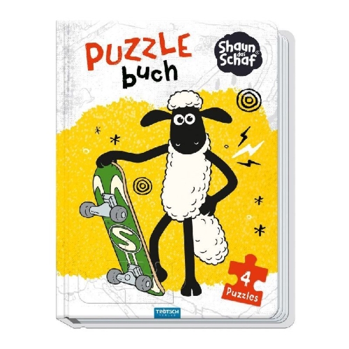 Buchcover und Innenansicht für das Buch: Trötsch Shaun das Schaf Puzzlebuch