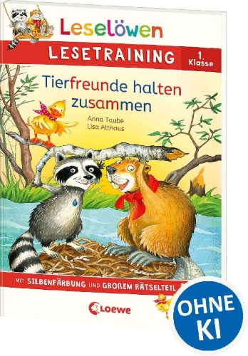 Buchcover und Innenansicht für das Buch: Leselöwen Lesetraining 1. Klasse - Tierfreunde halten zusammen