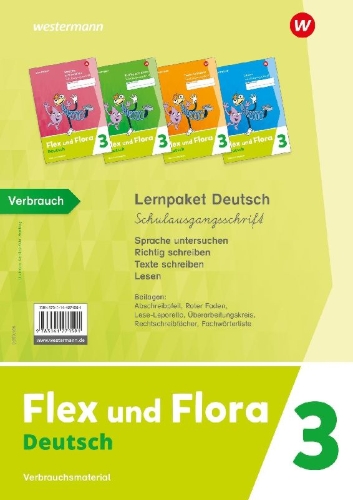 Buchcover und Innenansicht für das Buch: Flex und Flora. Lernpaket Deutsch 3 (Schulausgangsschrift) Verbrauchsmaterial