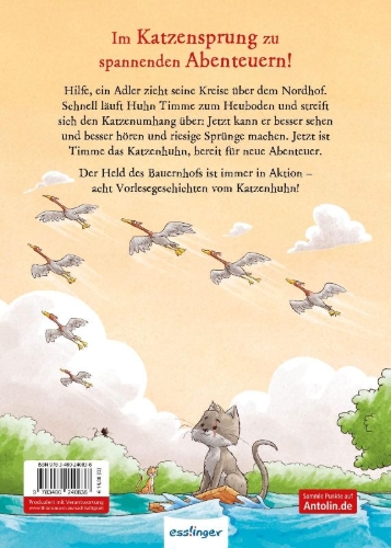 Buchcover und Innenansicht für das Buch: Das Katzenhuhn 3: Vorlesegeschichten von einem sehr besonderen Bauernhof