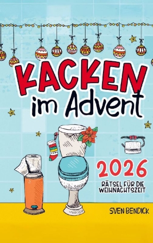 Buchcover und Innenansicht für das Buch: Kacken im Advent: 24 Rätsel für die Weihnachtszeit auf dem Klo