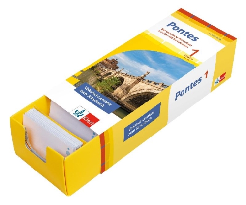 Buchcover und Innenansicht für das Buch: Pontes Gesamtband 1 (ab 2020) Vokabel-Lernbox zum Schulbuch 1. Lernjahr. Lektion 1-11