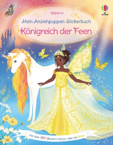 Buchcover und Innenansicht für das Buch: Mein Anziehpuppen-Stickerbuch: Königreich der Feen