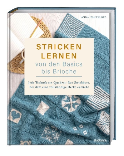 Buchcover und Innenansicht für das Buch: Stricken lernen von den Basics bis Brioche