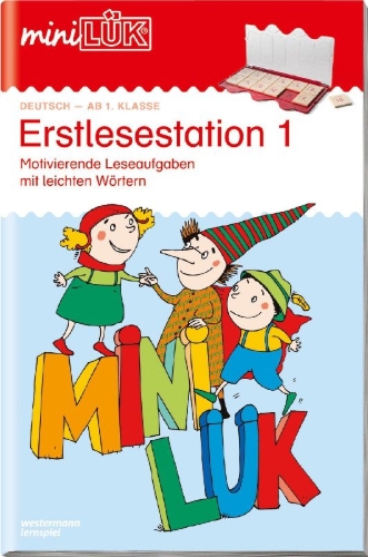 Buchcover und Innenansicht für das Buch: miniLÜK. Erstlesestation 1
