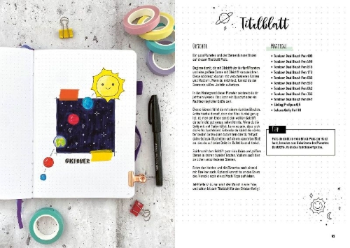 Buchcover und Innenansicht für das Buch: Generation BuJo - Das Anleitungsbuch für Schüler und Studenten
