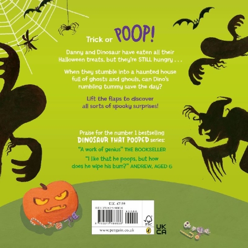 Buchcover und Innenansicht für das Buch: The Dinosaur that Pooped Halloween!