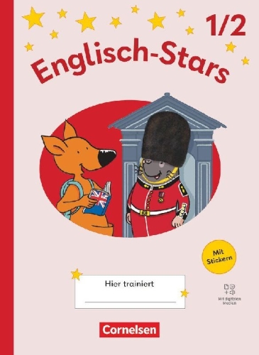 Buchcover und Innenansicht für das Buch: Englisch-Stars 1./2. Schuljahr - Allgemeine Ausgabe 2025 - Übungsheft mit Lösungen und digitalen Medien