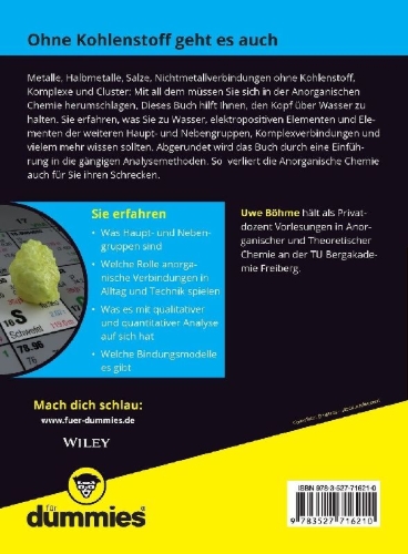 Buchcover und Innenansicht für das Buch: Anorganische Chemie für Dummies