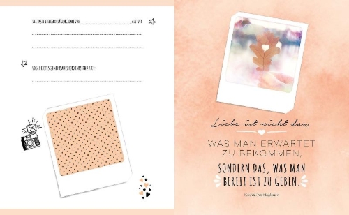 Buchcover und Innenansicht für das Buch: ... weil ich dich liebe - Das Erinnerungsalbum für Verliebte