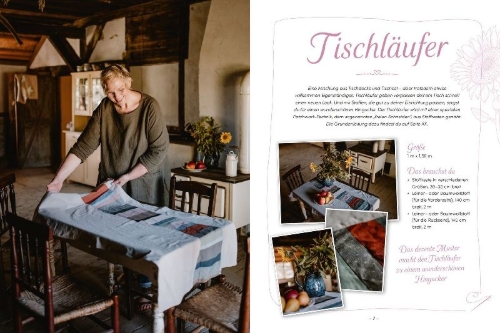 Buchcover und Innenansicht für das Buch: Das kleine Nähcafé am Fluss - Nähideen für gemütliche Stunden
