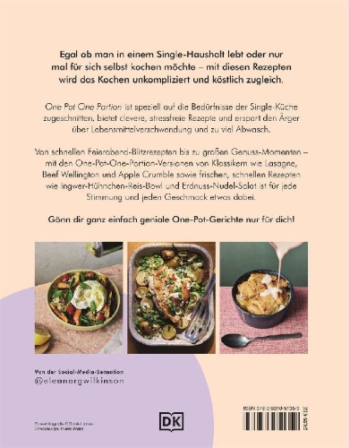 Buchcover und Innenansicht für das Buch: One Pot, One Portion