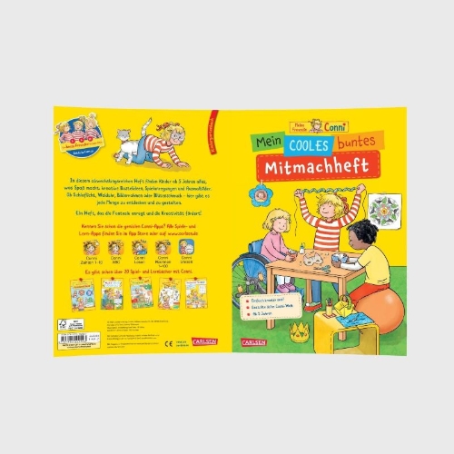 Buchcover und Innenansicht für das Buch: Conni Gelbe Reihe (Beschäftigungsbuch): Mein cooles buntes Mitmachheft