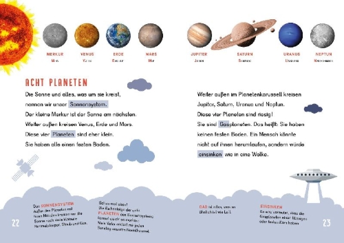 Buchcover und Innenansicht für das Buch: Dein Lesestart - Weltraum