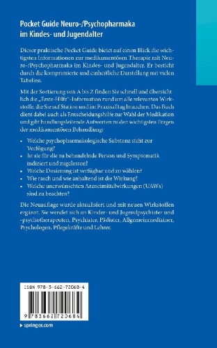 Buchcover und Innenansicht für das Buch: Pocket Guide Neuro-/Psychopharmaka im Kindes- und Jugendalter