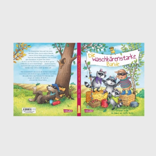 Buchcover und Innenansicht für das Buch: Die waschbärenstarke Bande