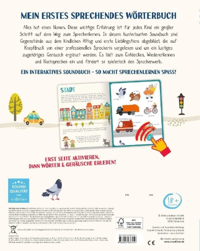 Buchcover und Innenansicht für das Buch: Mein sprechendes Soundbuch - Erste Wörter