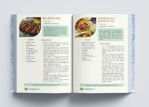 Buchcover und Innenansicht für das Buch: Das Anti-Entzündungskochbuch für Berufstätige - schnelle, einfache und entzündungshemmende Rezepte für den Alltag, inkl. 30-Tage-Ernährungsplan
