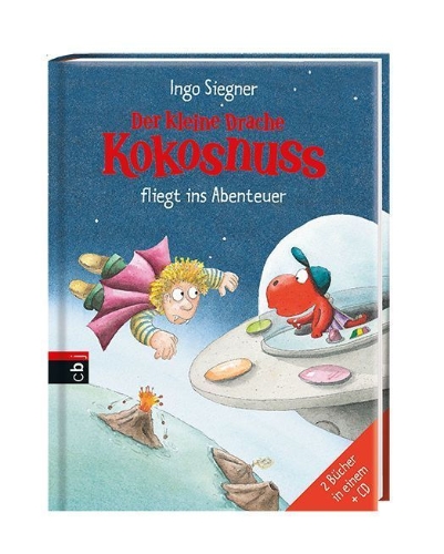 Buchcover und Innenansicht für das Buch: Der kleine Drache Kokosnuss fliegt ins Abenteuer