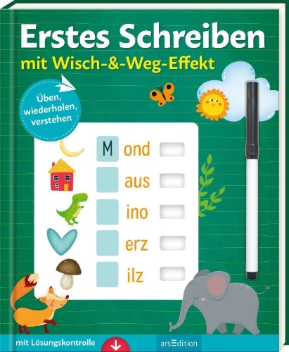 Buchcover und Innenansicht für das Buch: Erstes Schreiben - mit Wisch-&-Weg-Effekt