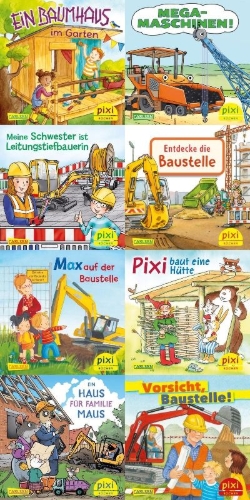 Buchcover und Innenansicht für das Buch: Pixi-8er-Set 311: Pixi auf der Baustelle (8x1 Exemplar)