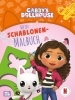 Buchcover und Innenansicht für das Buch: Gabby's Dollhouse: Mein Schablonen-Malbuch